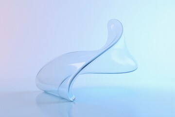 a glass chair with a curved shape