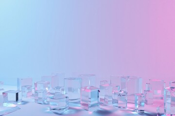 abstract background with cubes and pink and blue colors