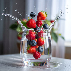 berries tumbling into the glass