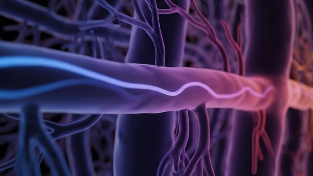 A nerve impulse travels along a neuron. This visual represents the complex network of the nervous system.
