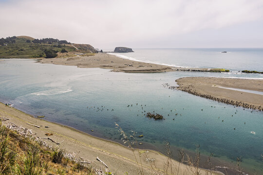 Coastal River Meeting the Ocean
