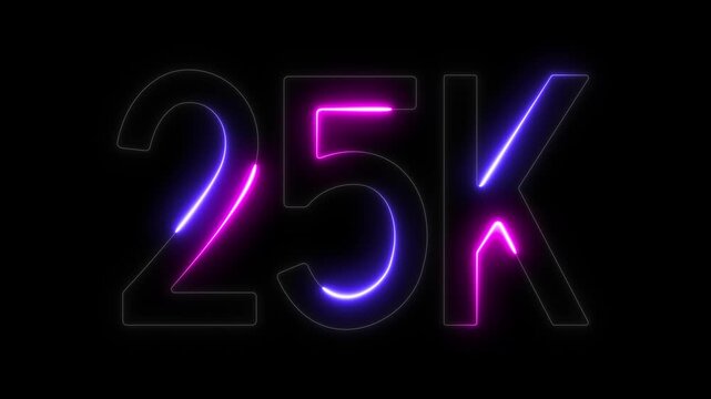 Neon 25K sign with pink and blue glow on black background