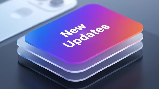 UI elements with gradient overlay displaying 'New Updates' text on a smartphone background.