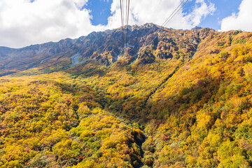 日本の風景・秋　紅葉の立山黒部アルペンルート　立山ロープウェイからの絶景