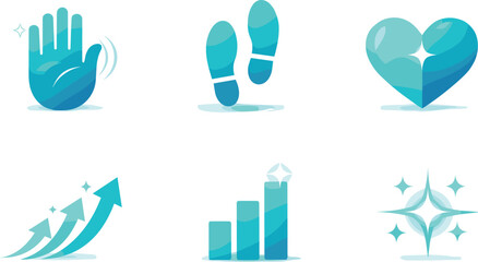 Mindfulness Techniques Infographic. Present-moment infographic-style scene communicating mindfulness techniques, six symbolic