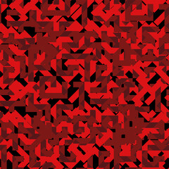 A seamless geometric pattern of intersecting rectangular shapes in black and red tones, forming an abstract ornament. Vector illustration for your abstract designs.