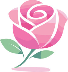 Obraz premium Minimalist Rose Icon. Elegant rose icon drawn with smooth curves and generous white space, modern flat vector illustration