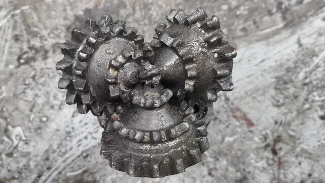 A tricone bit (or roller cone bit) used on the drilling rig after pulling out of hole with oil based mud
