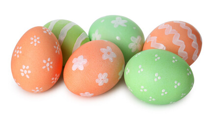 Obraz premium Many painted Easter eggs isolated on white