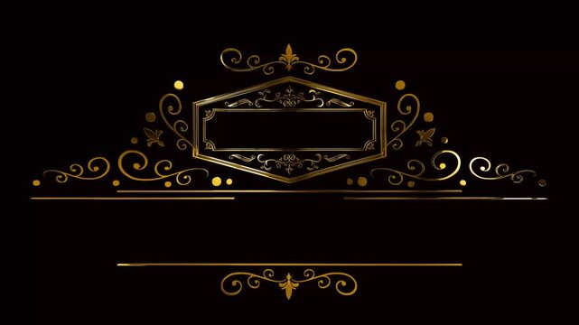 vintage frame empty text logo with golden floral ornament