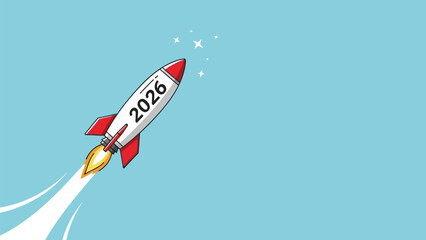 Dynamic 2026 rocket launch symbolizing future aspirations and progress towards new goals