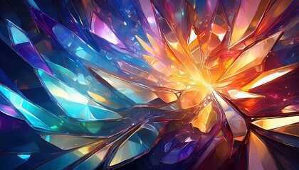 fractal glass abstract art colorful shards of light ai