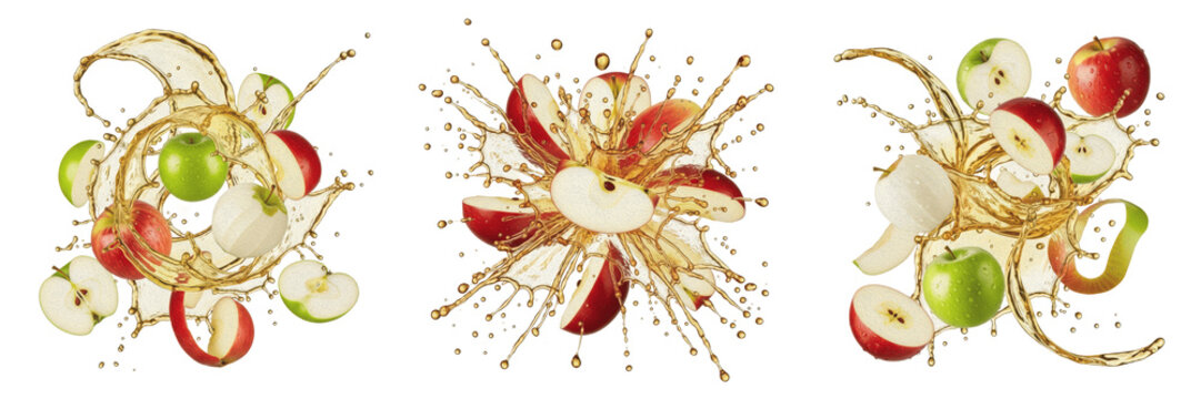 Apple fruit Malus domestica, apple with juice splash, red apple green apple, seb sebo manzana pomme apfel mela alma elma ringo ping guo apple painting oil paint