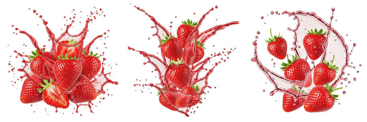 Strawberry fruit Fragaria × ananassa, strawberry with juice splash, garden strawberry wild strawberry, fresh strawberry berry, ichigo fraise fresa jordgubbe truskawka oil paint