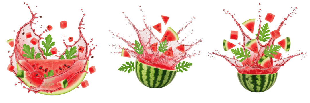 Watermelon fruit Citrullus lanatus, watermelon with juice splash, seedless watermelon red watermelon, green watermelon kankroo patilla sandia oil paint