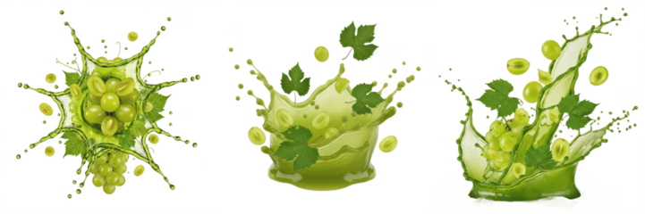 Green grapes fruit Vitis vinifera, green grapes with juice splash, seedless green grapes table grapes wine grapes uva muscat thompson grape juice oil paint