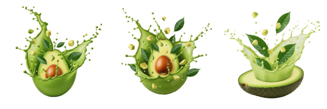 Avocado fruit Persea americana, avocado with juice splash, ripe avocado raw avocado hass avocado bacon avocado palta aguacate oil paint