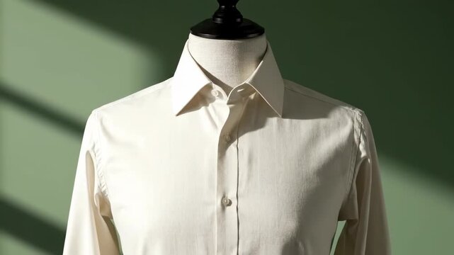 A hand-drawn shirt design transforms into a real garment on a mannequin. This creative process showcases the art of fashion and tailoring.