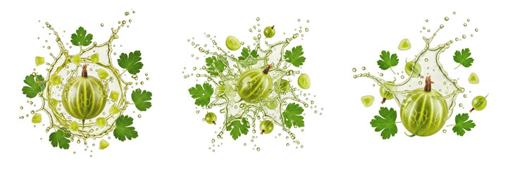 Gooseberry fruit Ribes uva-crispa Ribes grossularia, gooseberry with juice splash, green gooseberry red gooseberry cape gooseberry amla physalis oil paint