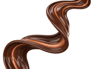 Fancy chocolate swirl isolated on transparent background glossy flow delicious indulgence for confectioneryIsolated on white