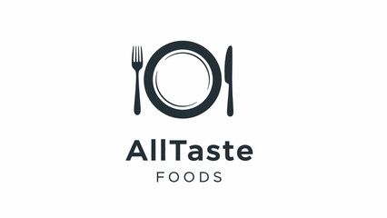 AllTaste Foods Logo with Plate Utensils.