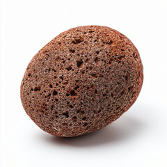 Dark brown porous pumice stone on white background