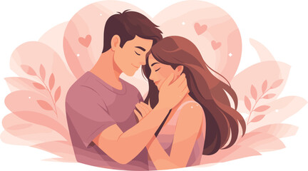 True Love. Quiet affectionate moment captured through gentle gestures and emotional sincerity, modern flat vector illustration