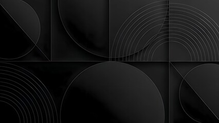 Black abstract geometric pattern with circles.
