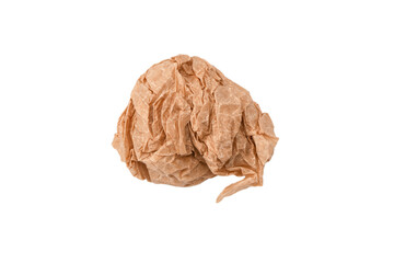 Crumpled paper isolated on white background. Copy space.