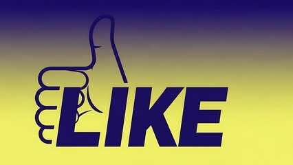 A stylized thumbs up icon with the word LIKE on a yellow and blue gradient background