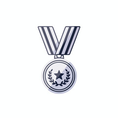 Silver Medal with Star Emblem and Ribbon
