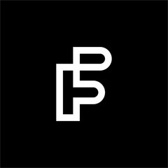 Obraz premium Interlocking geometric lines forming a modern, high-contrast letter F monogram.