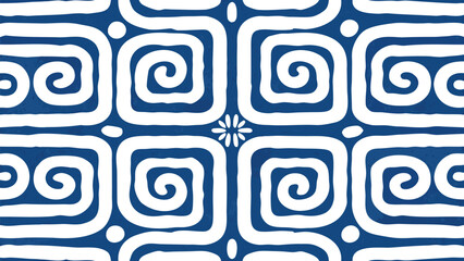 Modern abstract design featuring massive swirling patterns and geometric shapes in blue and white