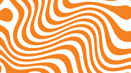 Vibrant orange op art background with wavy lines and white spaces abstract retro pattern