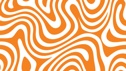 Vibrant orange and white abstract wavy pattern with swirling lines on a minimalist background