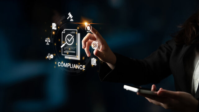 Concept of corporate compliance and risk management. Adhering to legal regulations and internal policies through systematic audits and process verification for business integrity. Fermion