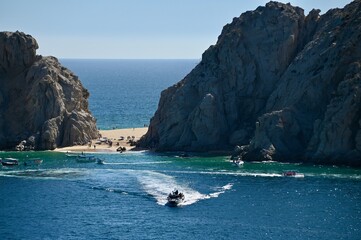 Mexican navy leaving a beach