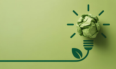 Sustainable Idea Concept with Green Paper Lightbulb