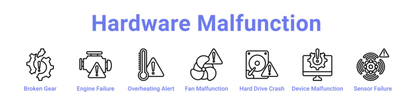 Hardware Malfunction Icon Banner and Collection