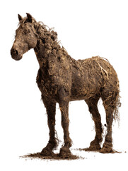 Earthen Horse: A majestic horse appears to be sculpted from the earth, its coat and form entirely composed of soil, capturing a unique blend of nature and art.