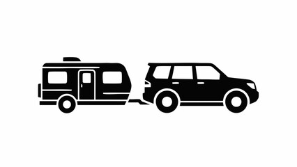 Fototapeta premium Suv towing caravan vector icon