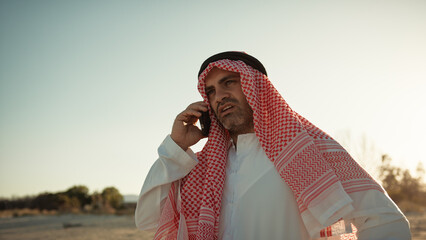 Sheik Answering An Important Work Call