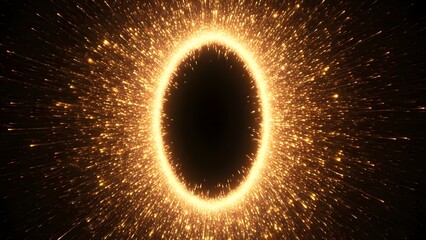 Vibrant cosmic eclipse with radiant golden light and dark space background