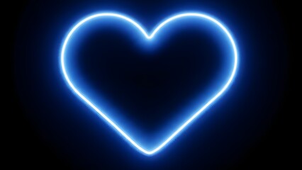 Glowing blue heart outline on dark background symbolizing love and affection