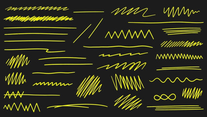 Naklejka premium Collection of handmade pen strokes and lines forming an abstract doodle background for creative