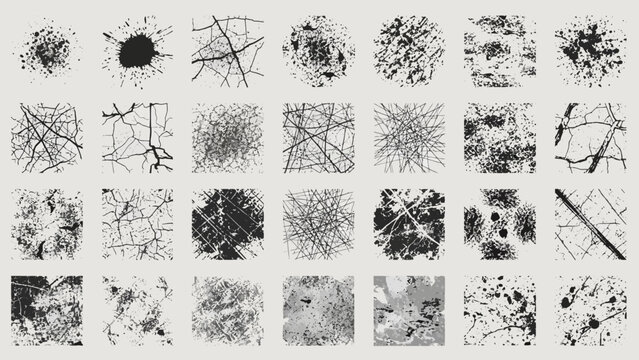 Collection of unique monochrome abstract textures and patterns for graphic design and backgrounds
