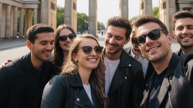 Group of friends taking a selfie together 91