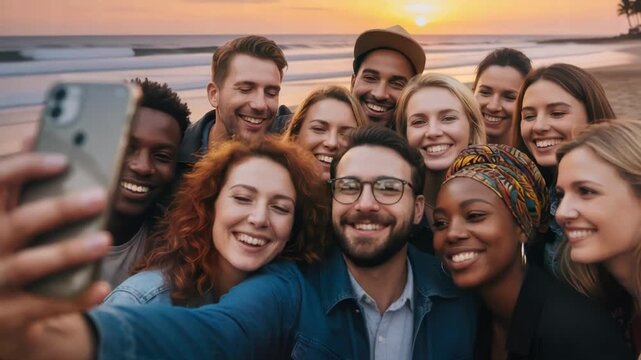Group of friends taking a selfie together 89