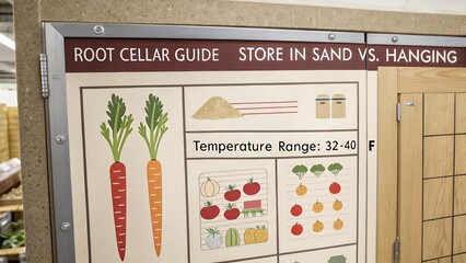 Root cellar guide for storing vegetables in sand