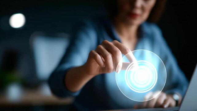 Professional touching digital checklist and target icon goal achievement visualization strategic planning interface task management dashboard productivity tracking system